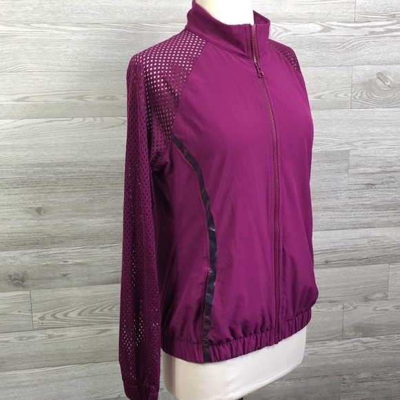 Z by Zella Athletic Full Zip Jacket Fuschia Medium Mesh Lightweight Pink - Picture 4 of 9
